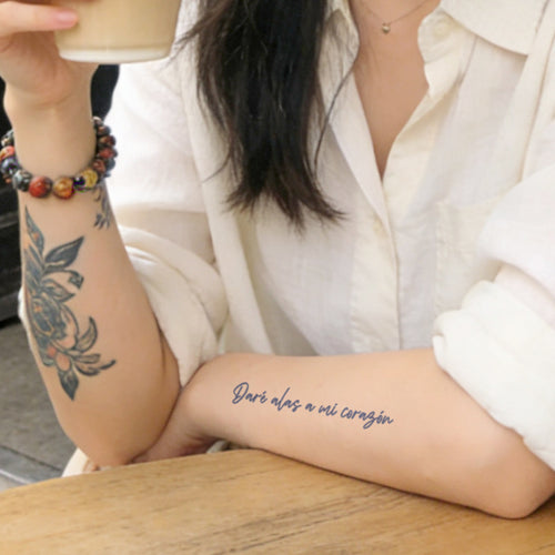 1-2 Weeks Lasting Artistic Font Temporary Tattoos – No Water Needed, Juice-Free Herbal Jagua Stickers, Waterproof & Realistic Semi-Permanent Body Art, Just Stick & Peel (Inkbox Style)