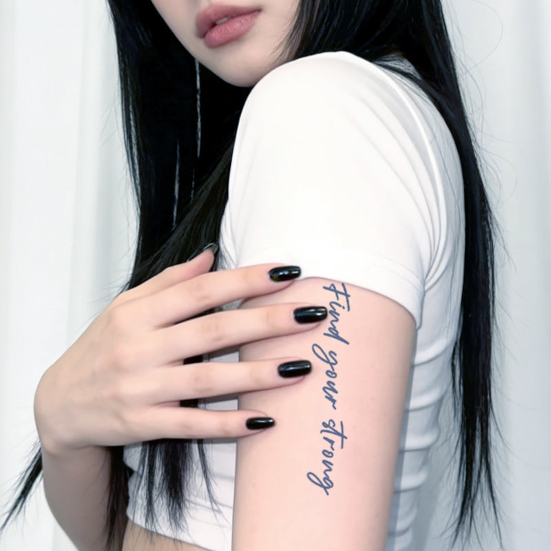 1-2 Weeks Lasting Artistic Font Temporary Tattoos – No Water Needed, Juice-Free Herbal Jagua Stickers, Waterproof & Realistic Semi-Permanent Body Art, Just Stick & Peel (Inkbox Style)